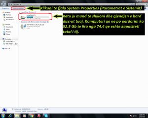 Cfare sistemi operativ kam ne kompjuter Tutoriale Shqip. Parametrat e kompjuterit , desktop , shortcut. Mesoni perdorimin e kompjuterit hap pas hapi te ilustruara me fotografi.