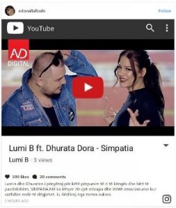 Reagon Edona Llalloshi per rikthimin e kenges 'Simpatia' nga Dhurata Dora.