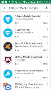 Programe per telefona Android. F-Secure Mobile Security. 1