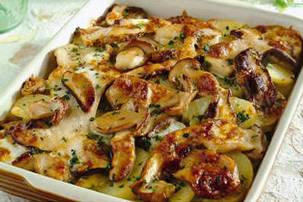 Patate me kerpudha te pjekura ne furre. Receta gatimi.